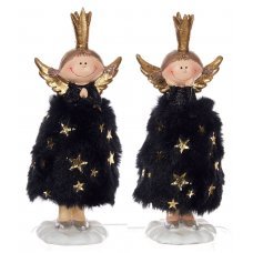 Χριστουγεννιάτικο Διακοσμητικό Αγγελάκι Μαύρο με Γκλίτερ (16cm)